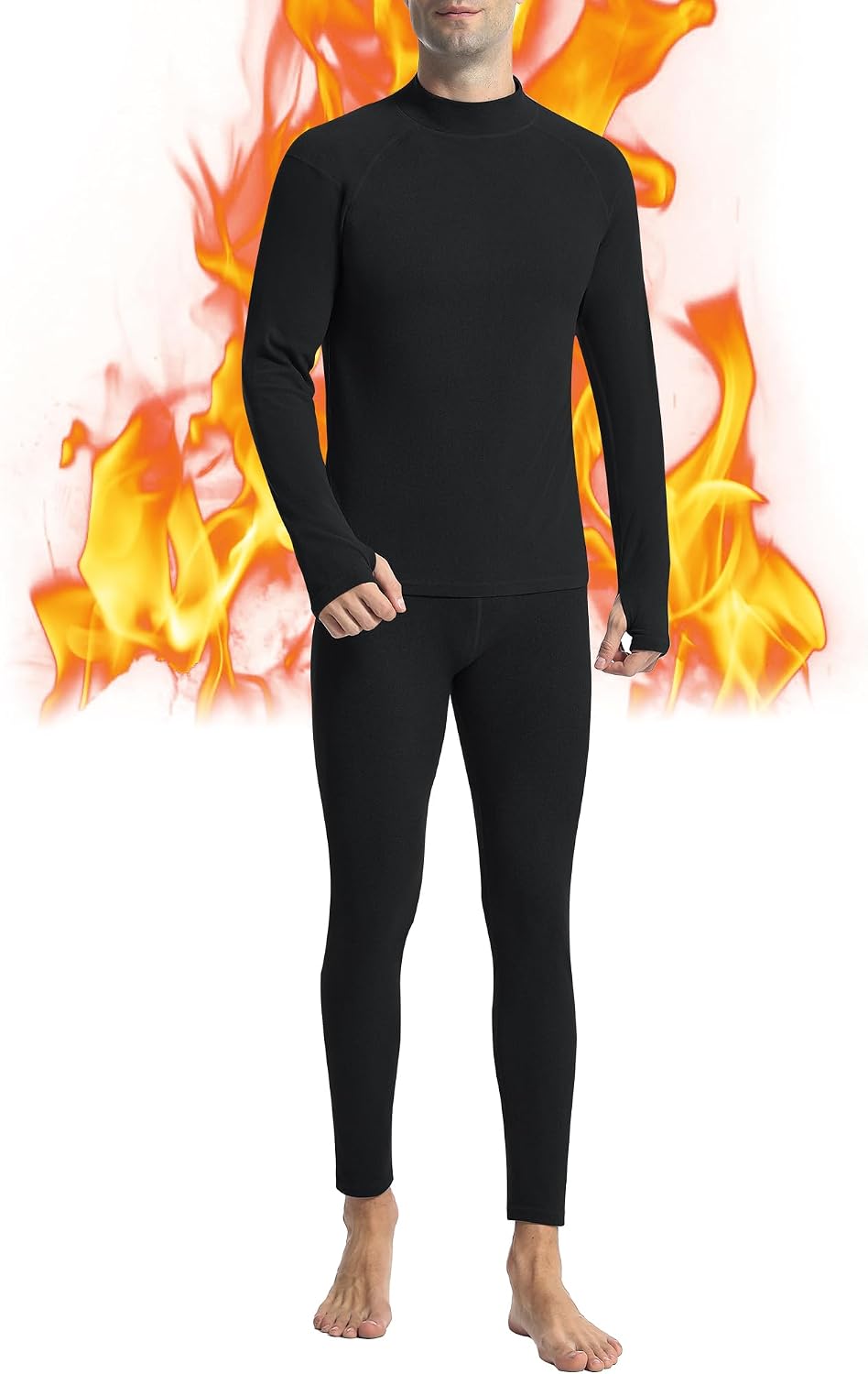 Runhit men's fleece-lined thermal top and long johns