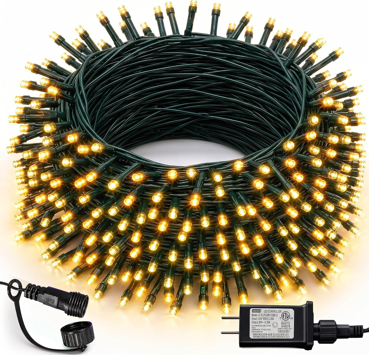Dazzle Bright warm white 300 LED Christmas string lights